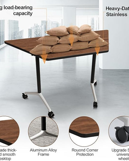 Conference Room Table with Flip-Top Design for Dynamic Meetings, Business Table Computer Desk with Heavy-Duty Frame,Foldable Seminar Meeting Tables for Home Office (2, D, 47.2IN)