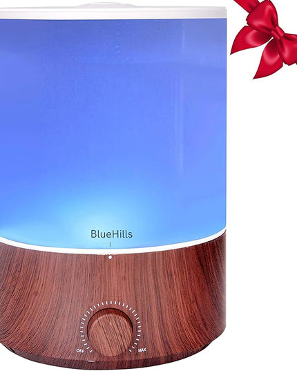 BlueHills Premium 4000 ml XL Essential Oil Diffuser 4L 4 Liter 70 Hour Run Humidifier Aromatherapy 1 Gallon Big Capacity High Mist Output for Extra Large Room Home Mood Lights Dark Wood Grain E402