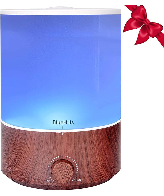 BlueHills Premium 4000 ml XL Essential Oil Diffuser 4L 4 Liter 70 Hour Run Humidifier Aromatherapy 1 Gallon Big Capacity High Mist Output for Extra Large Room Home Mood Lights Dark Wood Grain E402