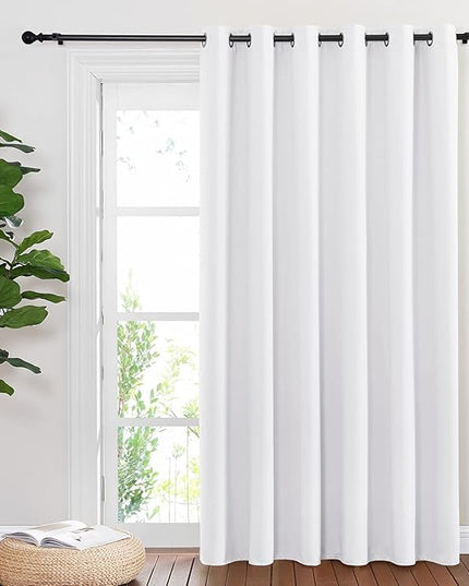 NICETOWN Blackout Room Divider Curtains for Sliding Glass Doors 102 Inches Long 1 Panel, Extra Wide Curtains for Doorway Patio Bedroom Living Room (White, 80Wx102L, 1 Panel)