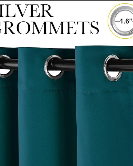 NICETOWN Teal Blackout Curtains 84inch Length 2 Panels Set, Grommet Chic Thermal Insulated Room Darkening Window Treatments for Bedroom/Living Room, W52 x L84