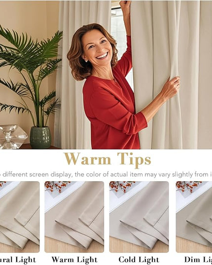 H.VERSAILTEX Blackout Curtains Thermal Insulated Window Treatment Panels Room Darkening Blackout Drapes for Living Room Back Tab/Rod Pocket Bedroom Draperies (2 Panels, Fog, 52 x 96 Inch)