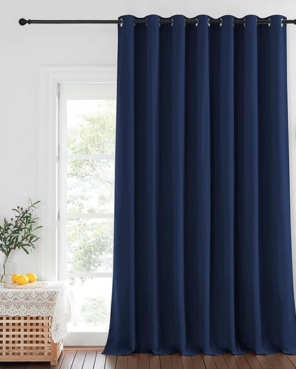 NICETOWN Navy Blue Blackout Room Divider Curtains 144 inch Length, Grommet Energy Saving Thermal Drapes Sound Reducing Window Treatments for Living Room/Bedroom, W100 x L144, 1 Panel