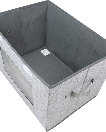 Univivi Larger Fabric Collapsible Storage Bins, Foldable Storage Boxes with Lids, Storage Cube Organizer Basket for Home, Closet, Bedroom(Gray, 17“ x 12” x 12")