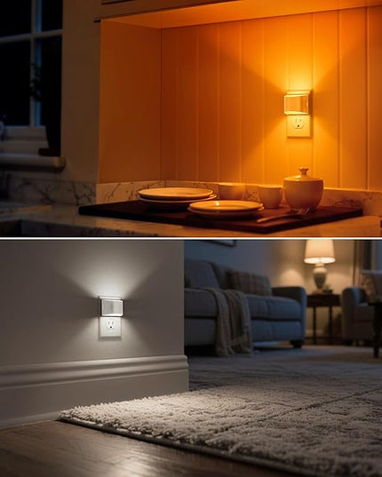 DORESshop LED Night Light[2 Pack], White Night Lights Plug into Wall, 3 Level Brightness Adjustable Plug in Night Light, Dusk to Dawn Sensor, Nightlights for Adults, Bedroom, Bathroom, Hallway, 3CCT