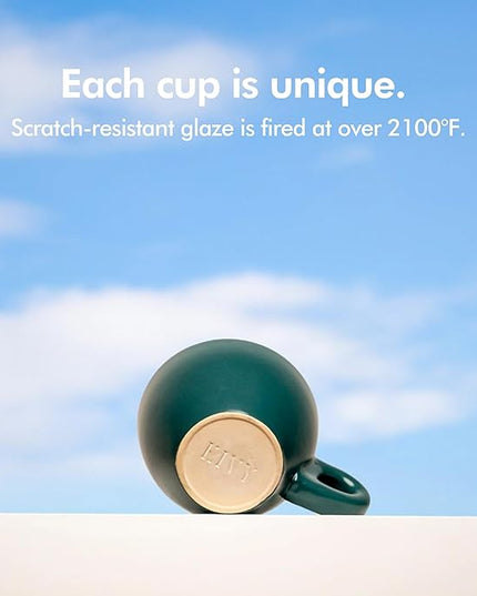 KIVY 3 oz Espresso cups set of 4 - Thick walled stoneware espresso cup set - Italian style espresso cups and saucers - Demitasse cups set of 4 - Small coffee mugs - Demitasse cups and saucers sets