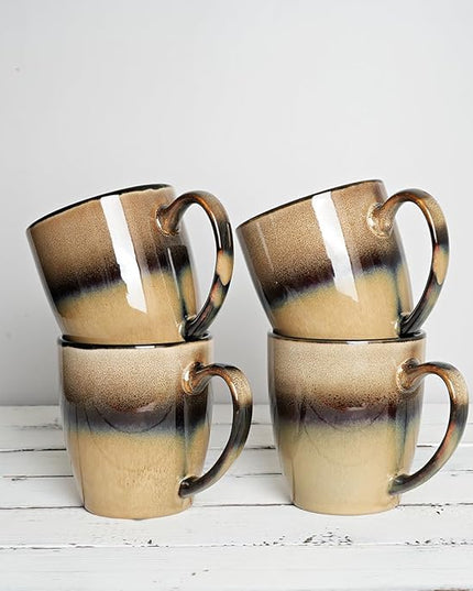 Bosmarlin Ceramic Coffee Mug Set of 4, 17 Oz, 4 Colors to Choose, Tea Cups, Dishwasher and Microwave Safe, Reactive Glaze (Walnut)
