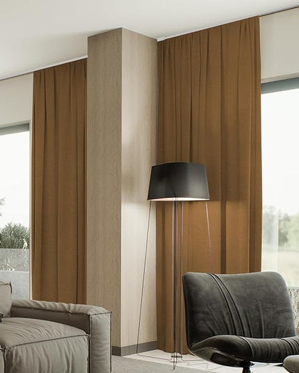 SmartWings Automatic Curtain Opener with Drapery, Motorized Vertical Blinds with Remote, Electric Closet Doors Sliding Panels Compatible with Alexa Google Homekit, 93% Blackout Brown Orange
