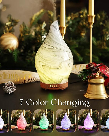 Porseme 150ml Essential Oil Diffuser Glass Color Changing Aroma Air Diffusers Aromatherapy Ultrasonic Cool Mist Humidifier 6 Running Hours Waterless Auto-Off for Sleeping, Yoga, Office, Spa (Ink)