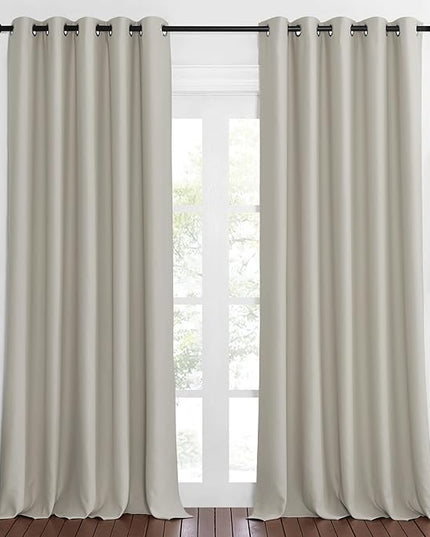 NICETOWN Blackout Natural Window Treatment for Living Room - Energy Saving Thermal Insulated Solid Grommet Sound Reducing Room Darkening Curtain for Bedroom (1 Panel, W66 x L102)