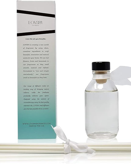 LOVSPA Reed Diffuser Set, Summer Linen Scented Oil Diffuser with Sticks, Home Fragrance Accessories for Bathroom Shelf Decor, Aroma Diffusers for Home or Office Desk, USA Made