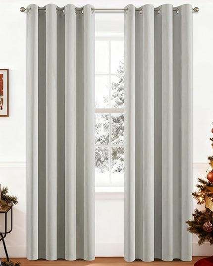 Yakamok Room Darkening Thermal Insulated Light Blocking Blackout Curtains, 2 tie Backs Included(52Wx84L,Light Beige,2 Panels)