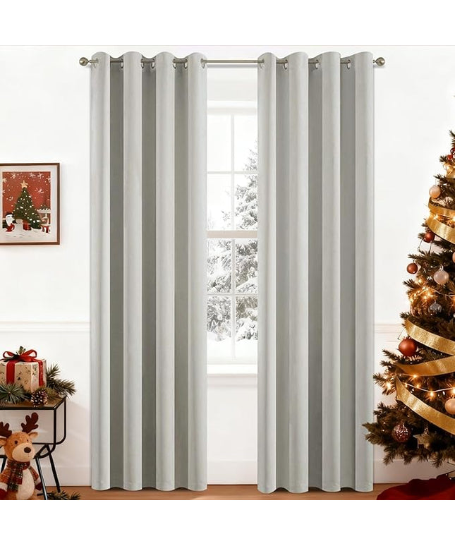 Yakamok Room Darkening Thermal Insulated Light Blocking Blackout Curtains, 2 tie Backs Included(52Wx84L,Light Beige,2 Panels)