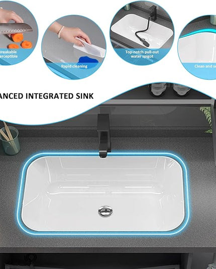 40IN Bathroom Vanity - Bathroom Vanity with Sink Combo, Motion Sensor Light Indoor & Transparent Glass Cabinet Doors | Floating Vanity with Grey Storage Cabinet