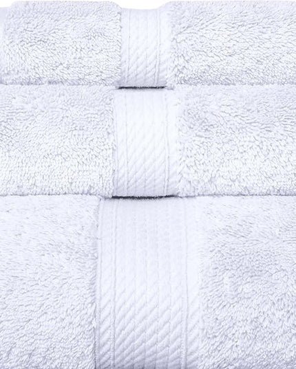 Superior Egyptian Cotton Pile 3 Piece Towel Set, Includes 1 Bath, 1 Hand, 1 Face Towel/Washcloth, Ultra Soft Luxury Towels, Thick Plush Essentials, Guest Bath, Spa, Hotel Bathroom, White