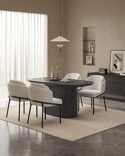 Guyii 5-Piece Oval Dining Table Set, 62.99" Modern Kitchen Table with 4 Chairs, Indoor Rectangular Dining Room Table for Kitchen, Living Room, Black
