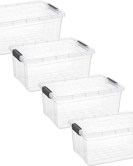 Superio Storage Bins with Lids- 4 Pack, 21 Qt Clear Boxes for Organizing, Stackable Plastic Containers- BPA Free, Non-Toxic, Odor Free, Organizer for Home, Office, Dorm
