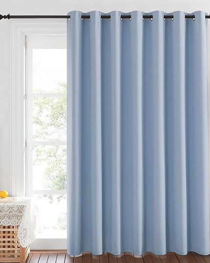 NICETOWN Blackout Vintage Blue Bedroom Curtain 84 inches Long, Grommet Thermal Insulated Room Divider Drape Solid Window Treatment for Sliding Door/Living Room, W100 x L84, 1 Panel