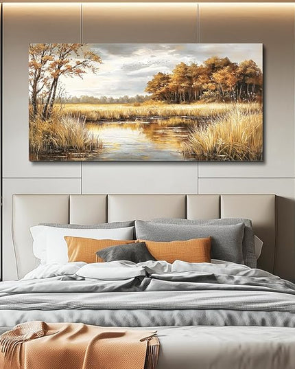 ERQINHUA Large Canvas Printing Picture Wall Decor Painting Wall Art For Living Room Dining Room Decoration Lake Surface Landscape Painting Farmhouse Bedroom Office Mural Artwork Home Decor 24x48 In