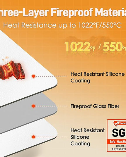 Heat Resistant Mats for Countertop - Fireproof 16x20 in Heat Resistant Mats for Air Fryer - Kitchen Countertop Protector Hot Pad for Air Fryer, Coffee Maker, Stand Mixer, Oven 2PCS - White