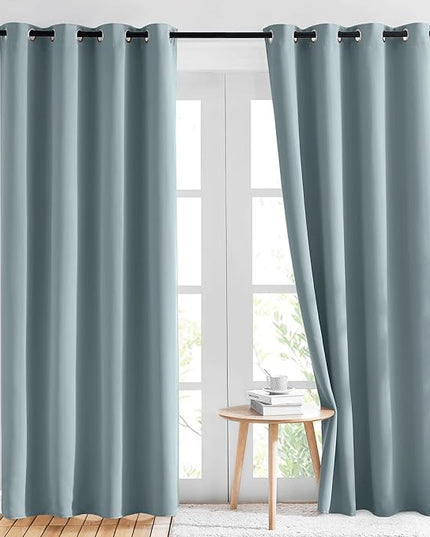NICETOWN Living Room Curtains for Windows 84 inch Long - Stormy Sea Decorative Grommet Room Darkening Window Treatments for Bedroom/Porch, 2 Panels = 104" Wide