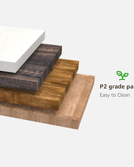 OKD 48" Modern Farmhouse Coffee Table, Wooden Living Room Table with Hidden Storage Drawer, Rustic Rectangular Center Tables w/Wood Thick Design for Living Room, Office, Dark Rustic Oak