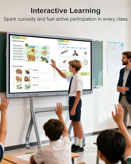 65 Inch Smart Board, Interactive Whiteboard, 4K UHD Touchscreen Digital Whiteboard, Built-in Android OS & Open App Ecosystem, Electronic Whiteboard for Classroom Office Hybrid Work Home (Board Only)