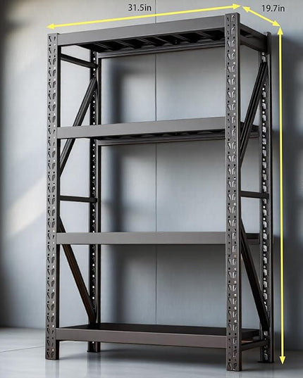 torage Shelves,Garage Shelving Heavy Duty Metal Adjustable Garage Shelves, Shelving Units Industrial Shelving for Warehouse(Black, W31.5*D19.7*H63)