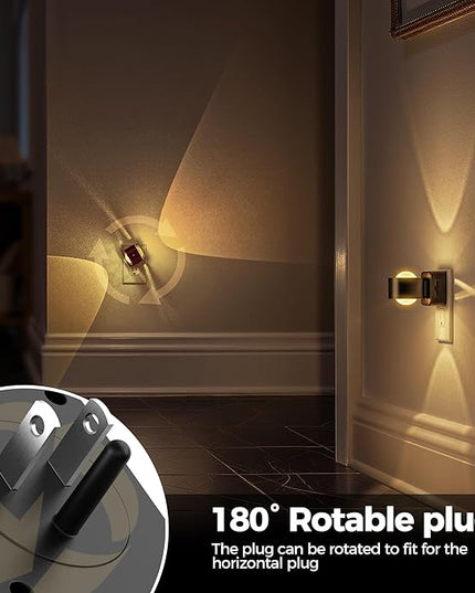 Briignite Night Light Projector, LED Night Lights Plug into Wall, 180° Rotating Night Light for Kids, Dusk to Dawn Sensor, 0-150LM Dimmable, Warm White Ambient Lighting for Bathroom, Gifts, 2 Pack