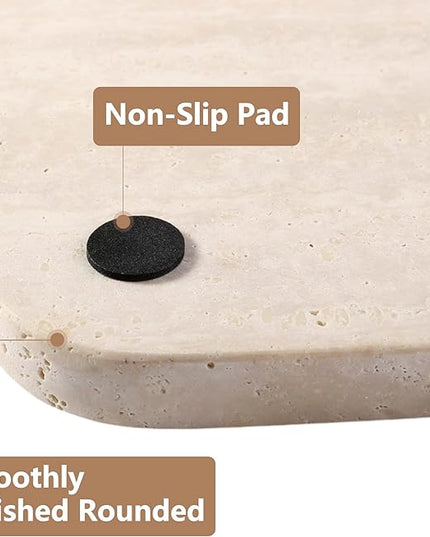 Marble Vanity Tray for Dresser Organizer, Travertine Bathroom Tray Countertop, Beige Decorative Serving Trays, Kitchen Sink Storage, Jewelry & Perfume Holder(Travertino Romano)