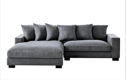 Luxe Oversized Two-Piece Sectional Couches for Living Room, 102.4-Inch L Shaped Sofa with Chaise, Upholstered with Corduroy Fabric, Lead Grey - Left Facing