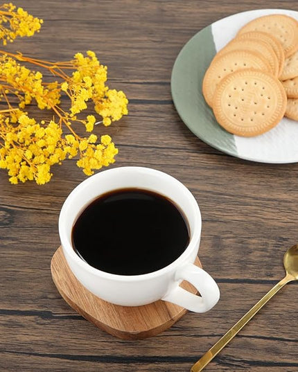 Acacia Wood Coasters Set of 4, 3.93 Inch Unique Shaped Non-Slip Wooden Coasters Without Holder for Wooden Coffee Table for Cups, Mugs, and Glasses