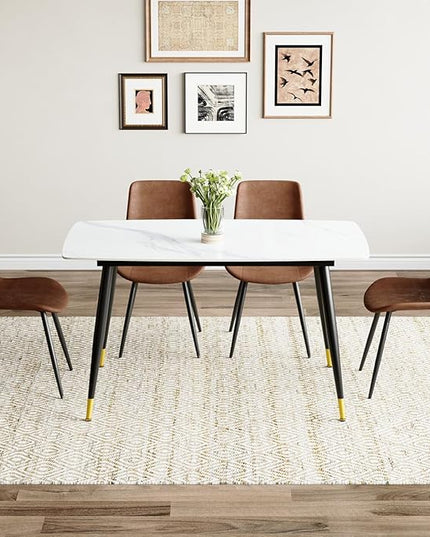 50'' Dining Table Set for 4, Dining Room Sets for 4, Sintered Stone Dining Table Chairs Set of 4, Easy to Assemble，Suitable for Small Spaces
