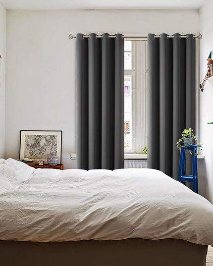 BGment Blackout Curtains - Grommet Thermal Insulated Room Darkening Bedroom and Living Room Curtains, Set of 2 Panels (52 x 120 Inch, Dark Grey)