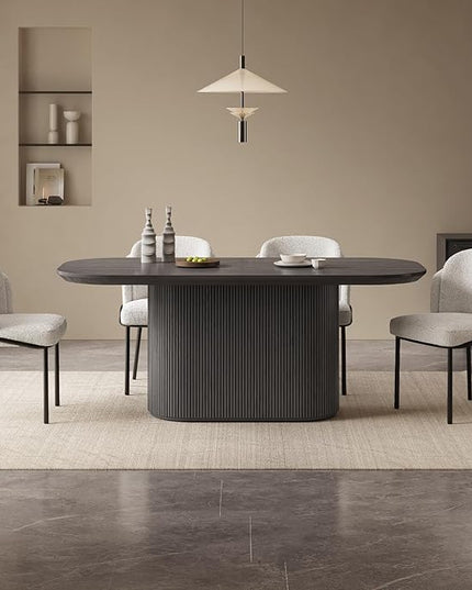 Guyii 5-Piece Oval Dining Table Set, 70" Modern Kitchen Table with 4 Chairs, Indoor Rectangular Dining Room Table for Kitchen, Living Room, Black
