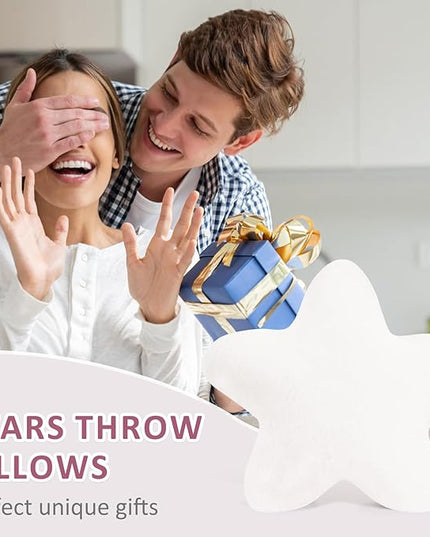 Small Star Throw Pillows for Bed, Decorative Throw Pillows for Couch Livingroom,15" White Pillows Aesthetic Cute Floor Pillow with Soft Plush for Sofa Bedroom Kids Xmas Gift (White)