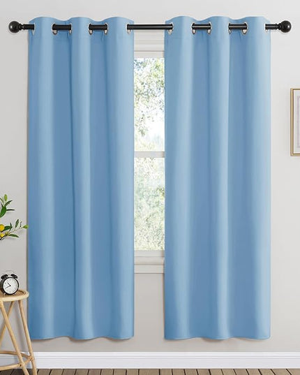 NICETOWN Blackout Window Curtains 72 inches Long, Thermal Insulated Grommet Room Darkening Window Treatments for Bedroom/Living Room, Blue, Set of 2, W37 x L72