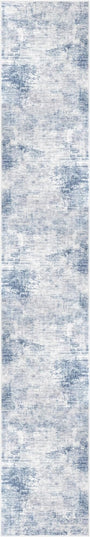 IOHOUZE Abstract Runner Rug 3x18 Ft Washable Runners for Hallways, Non Slip Kitchen Runner Printed Faux Wool Entryway Runner Indoor, Modern Abstract Floor Carpet for Hall Stair, Light Blue White