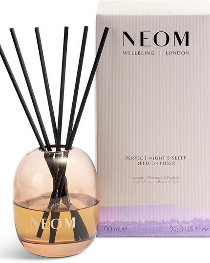 NEOM Perfect Night's Sleep Reed Diffuser, 100ml I Lavender, Chamomile and Patchouli I 100% Natural Fragrances I Lasts 12 Weeks I Refillable and Reusable
