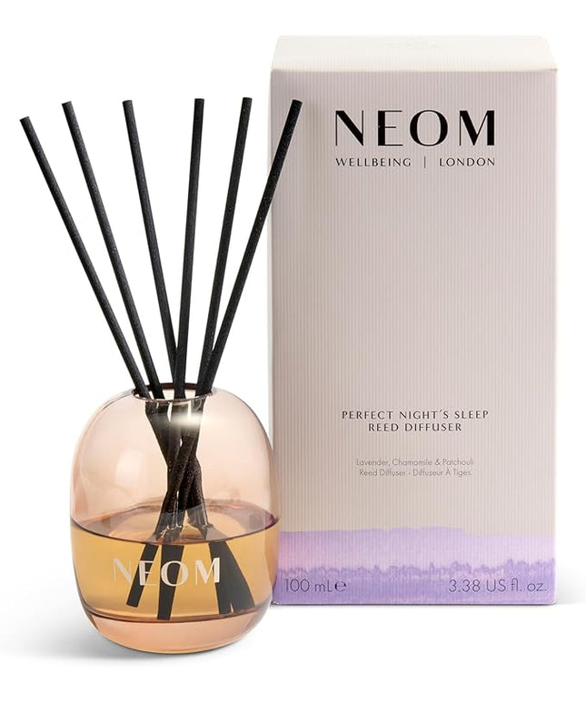 NEOM Perfect Night's Sleep Reed Diffuser, 100ml I Lavender, Chamomile and Patchouli I 100% Natural Fragrances I Lasts 12 Weeks I Refillable and Reusable