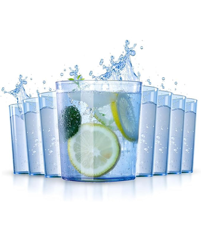 Liacere Plastic Drinking Glasses (Set of 12) 14 oz Blue Reusable Plastic Glasses Colors，Kitchen Water Glasses Cup, Bar Tumbler Glassware Set for Beer, Juice, Cocktail, Whiskey, Milk