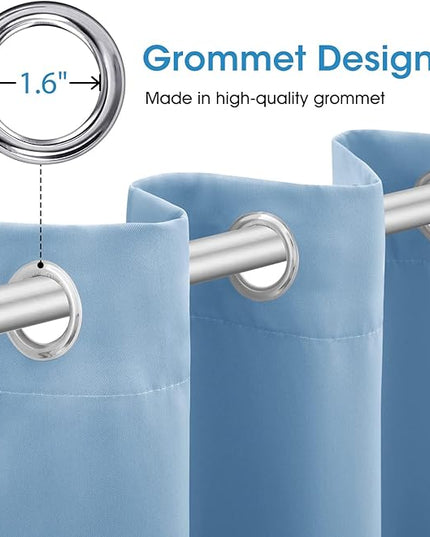 HOMEIDEAS Blackout Curtains 52 X 96 Inch Long Set of 2 Panels Baby Blue Room Darkening Bedroom Curtains/Drapes, Thermal Grommet Light Blocking Window Curtains for Living Room
