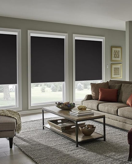 ZSHINE Motorized Blackout Window Blinds Customize Width (23-95 Inches) Remote Control Wireless and Rechargeable Roller Shades Blinds for Windows, Home, Office, Hotel, Club, Restaurant(82010M)