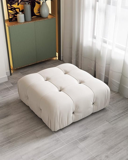 JACH Modern Ottoman Module for Living Room, Minimalist Comfy Breathable Footstool,Velvet Ottoman for Living Room Apartment (Beige)