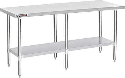 DuraSteel 24x84 Stainless Steel Work Table - NSF Commercial Prep Metal Table - Outdoor Pizza Oven Stand w/Under Shelf - Kitchen Island Laundry Utility Garage Microwave Stand Large Rolling Storage Cart