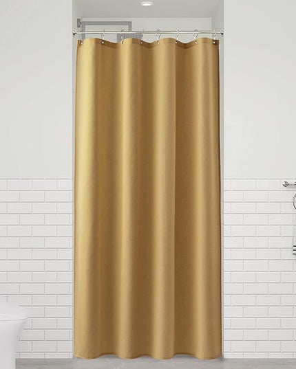 Naturoom 42 Inch Shower Curtain - Stall Narrow Half Linen Ultra Thick Fabric Shower Curtain Set with Hooks, Boho Farmhouse Rustic RV Camper Bath Curtains for Bathroom, Gold, 42x72