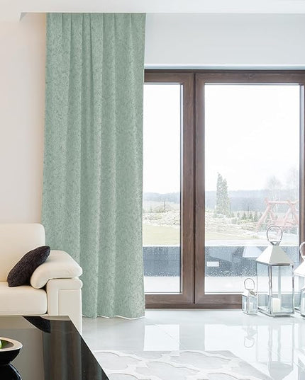 SmartWings Automatic Curtain Opener with Drapery, Motorized Vertical Blinds with Remote, Electric Closet Doors Sliding Panels Compatible with Alexa Google Homekit, 90% Blackout Light Green