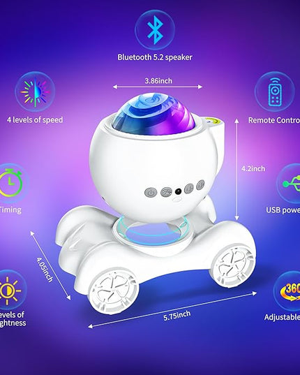 ENOKIK Galaxy Projector, Star Aurora Projector Built-in Bluetooth Speaker, Night Light for Kids Adults, White Noise Light for Home Decor/Relaxation/Party/Music/Gift (White)