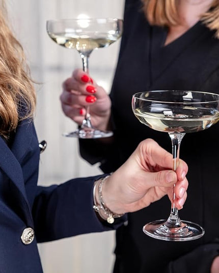 Krosno Champagne Coupes & Glasses | Set of 6 | 8.1 oz | Harmony Collection | Perfect for Home, Restaurants and Parties | Prosecco Glass | Dishwasher Safe | Lead-Free Crystal Glass