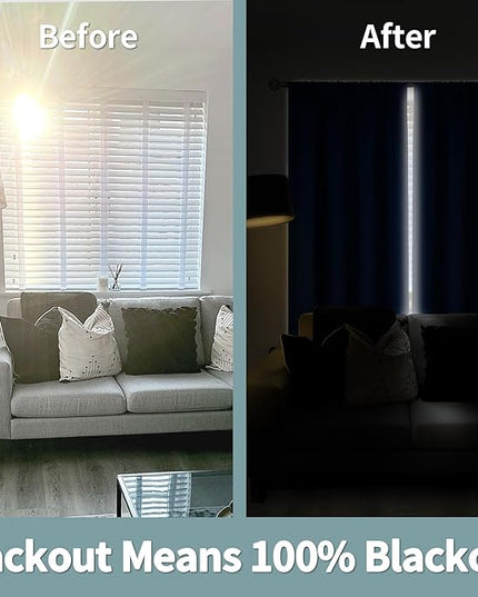 BGment 100% Blackout Curtains for Bedroom 84 Inch Length, Rod Pocket with Thermal Insulated Liner Full Room Darkening Curtains for Living Room, Each Window Curtains 2 Panels, 42 x 84 Inch, Royal Blue